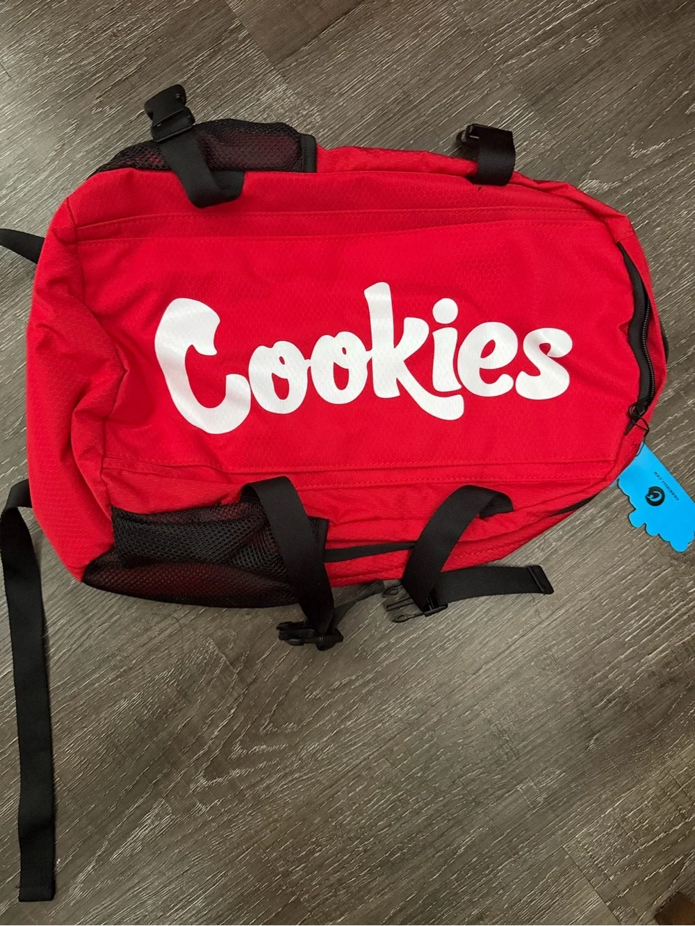 Red Logo-Print Backpack with Mesh Pockets - Men's Daypack